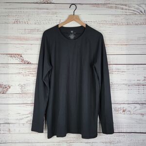 Mack Weldon Men's Size 2XL Thermal Shirt Black Long Sleeve Waffle Wool Blend EUC